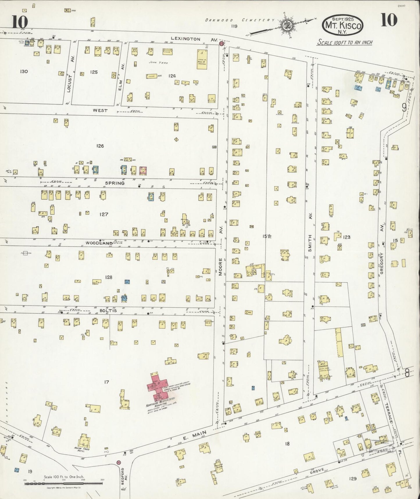 Sanborn Fire Insurance Map from Mount Kisco, Westchester County, New York (1925), Sheet #0010 - Complete Map Set gallery image, historic Sanborn map, vintage wall art, New York New York