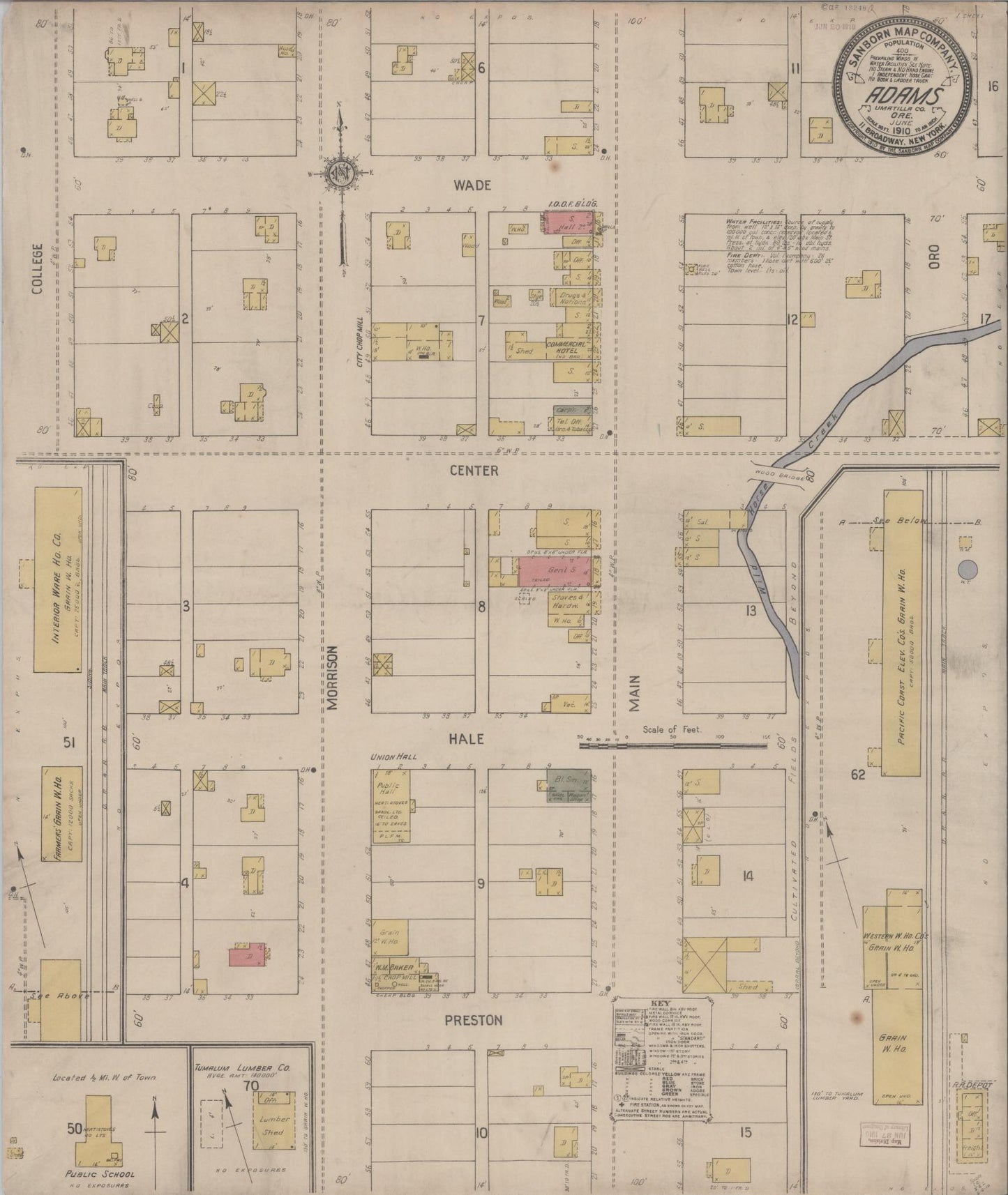 Sanborn Fire Insurance Map from Adams, Umatilla County, Oregon (1910), Sheet #0001 - Historic Sanborn Fire Insurance Map Print, vintage old map wall art, antique decor, genealogy gift, Oregon Oregon map