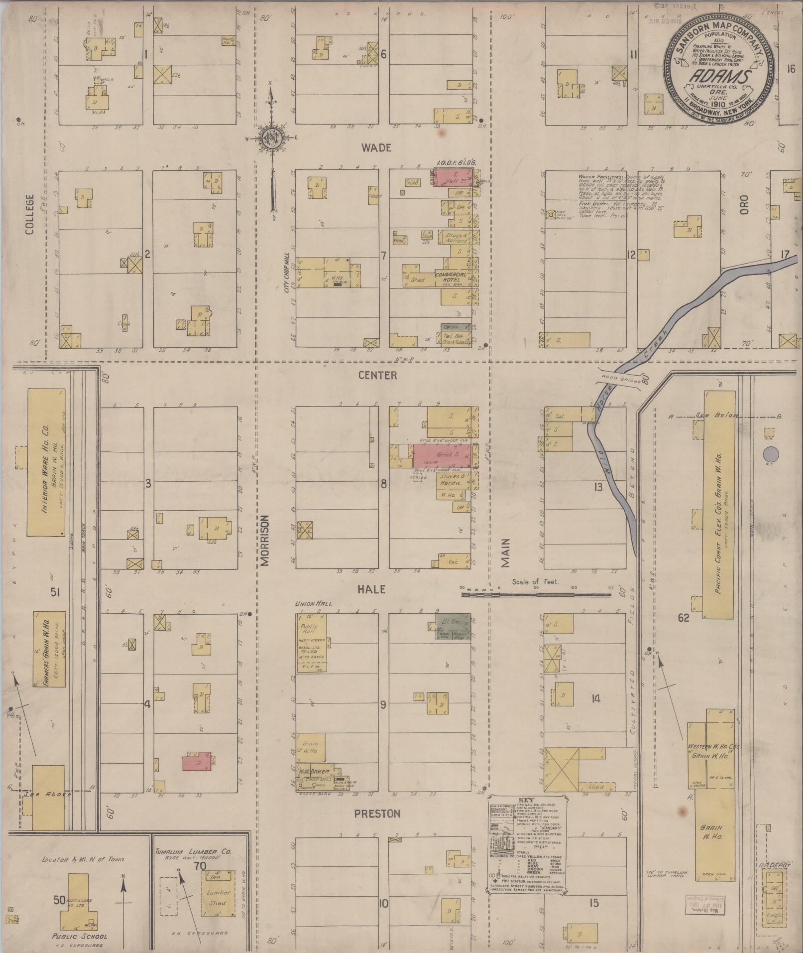 Sanborn Fire Insurance Map from Adams, Umatilla County, Oregon (1910), Sheet #0001 - Historic Sanborn Fire Insurance Map Print, vintage old map wall art, antique decor, genealogy gift, Oregon Oregon map