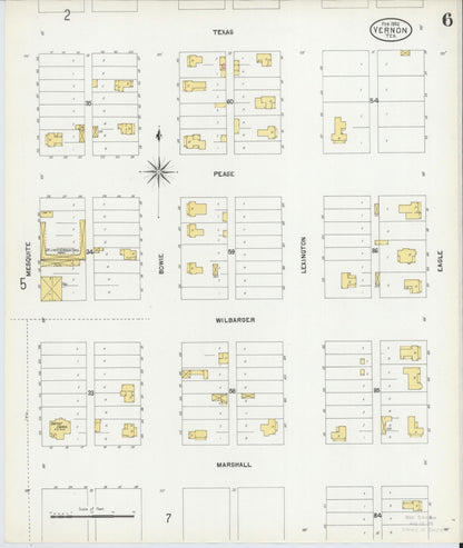 Sanborn Fire Insurance Map from Vernon, Wilbarger County, Texas (1902), Sheet #0006 - Complete Map Set gallery image, historic Sanborn map, vintage wall art, Texas Texas