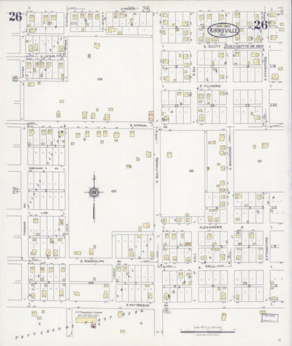 Sanborn Fire Insurance Map from Kirksville, Adair County, Missouri (1925), Sheet #0026 - Complete Map Set gallery image, historic Sanborn map, vintage wall art, Missouri Missouri