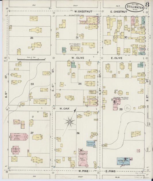 Sanborn Fire Insurance Map from Stillwater, Washington County, Minnesota (1888), Sheet #0008 - Historic Sanborn Fire Insurance Map Print, vintage old map wall art, antique decor, genealogy gift, Minnesota Minnesota map