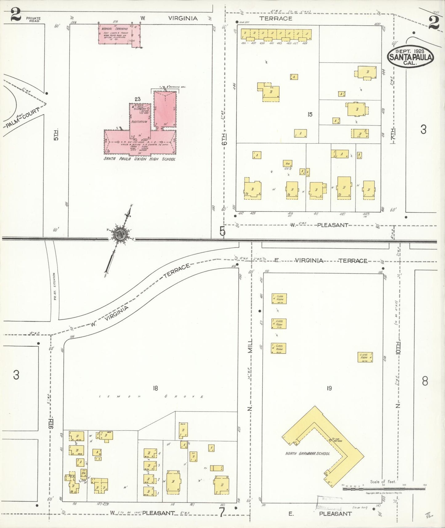 Sanborn Fire Insurance Map from Santa Paula, Ventura County, California (1923), Sheet #0002 - Complete Map Set gallery image, historic Sanborn map, vintage wall art, California California