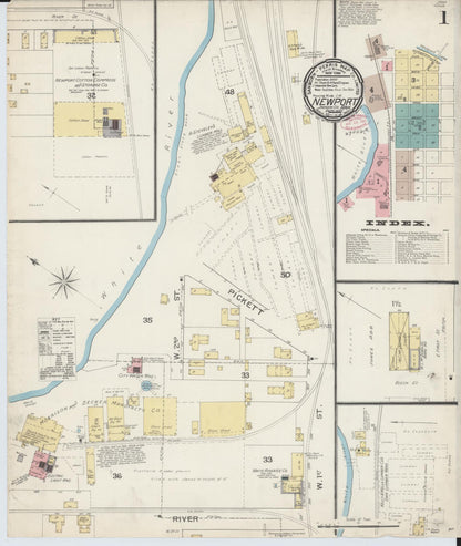 Sanborn Fire Insurance Map from Newport, Jackson County, Arkansas (1892), Sheet #0001 - Complete Map Set gallery image, historic Sanborn map, vintage wall art, Arkansas Arkansas