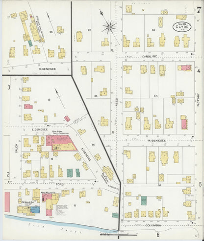Sanborn Fire Insurance Map from Clyde, Wayne County, New York (1906), Sheet #0007 - Complete Map Set gallery image, historic Sanborn map, vintage wall art, New York New York