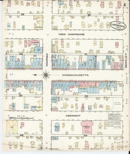 Sanborn Fire Insurance Map from Lawrence, Douglas County, Kansas (1883), Sheet #0004 - Complete Map Set gallery image, historic Sanborn map, vintage wall art, Kansas Kansas
