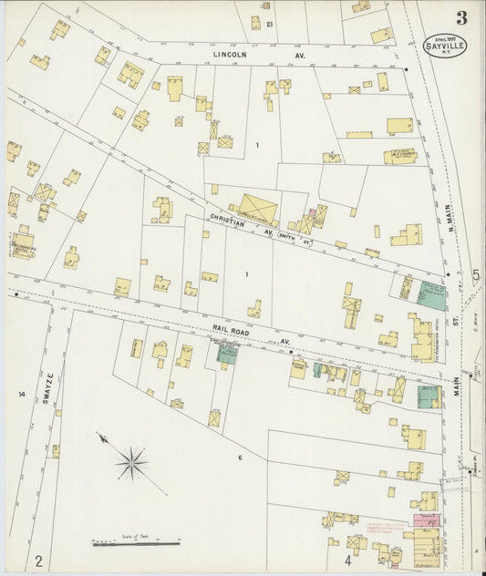 Sanborn Fire Insurance Map from Sayville, Suffolk County, New York (1897), Sheet #0003 - Historic Sanborn Fire Insurance Map Print, vintage old map wall art, antique decor, genealogy gift, New York New York map
