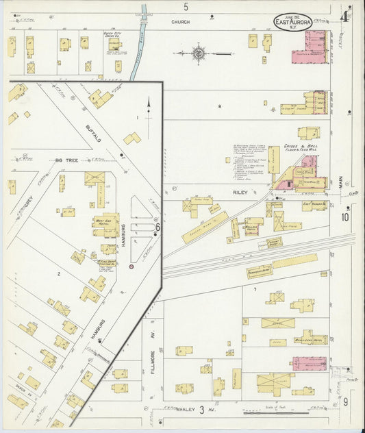Sanborn Fire Insurance Map from East Aurora, Erie County, New York (1912), Sheet #0004 - Historic Sanborn Fire Insurance Map Print, vintage old map wall art, antique decor, genealogy gift, New York New York map