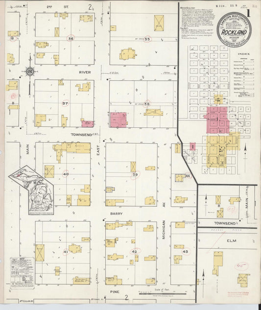 Sanborn Fire Insurance Map from Rockland, Ontonagon County, Michigan (1917), Sheet #0001 - Historic Sanborn Fire Insurance Map Print, vintage old map wall art, antique decor, genealogy gift, Michigan Michigan map