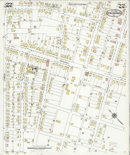 Sanborn Fire Insurance Map from Bowling Green, Warren County, Kentucky (1925), Sheet #0022 - Complete Map Set gallery image, historic Sanborn map, vintage wall art, Kentucky Kentucky