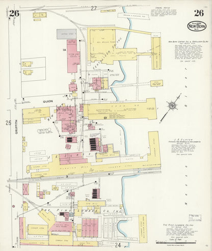 Sanborn Fire Insurance Map from New Bern, Craven County, North Carolina (1924), Sheet #0026 - Complete Map Set gallery image, historic Sanborn map, vintage wall art, North Carolina North Carolina