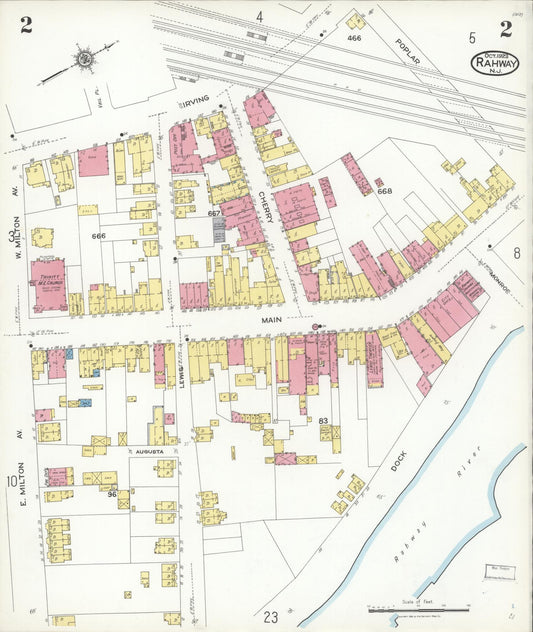 Sanborn Fire Insurance Map from Rahway, Union County, New Jersey (1923), Sheet #0002 - Complete Map Set gallery image, historic Sanborn map, vintage wall art, New Jersey New Jersey