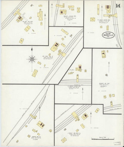 Sanborn Fire Insurance Map from Boonville, Warrick County, Indiana (1907), Sheet #0014 - Historic Sanborn Fire Insurance Map Print, vintage old map wall art, antique decor, genealogy gift, Indiana Indiana map