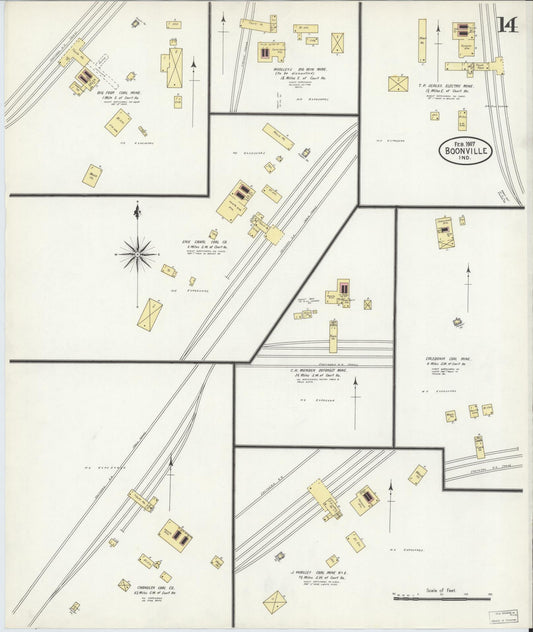 Sanborn Fire Insurance Map from Boonville, Warrick County, Indiana (1907), Sheet #0014 - Historic Sanborn Fire Insurance Map Print, vintage old map wall art, antique decor, genealogy gift, Indiana Indiana map