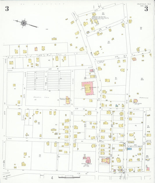 Sanborn Fire Insurance Map from Haleyville, Winston County, Alabama (1939), Sheet #0003 - Historic Sanborn Fire Insurance Map Print, vintage old map wall art, antique decor, genealogy gift, Alabama Alabama map