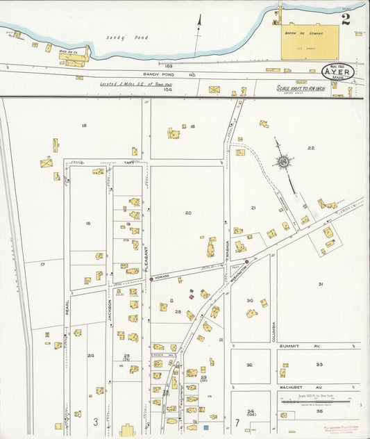 Sanborn Fire Insurance Map from Ayer, Middlesex County, Massachusetts (1921), Sheet #0002 - Historic Sanborn Fire Insurance Map Print, vintage old map wall art, antique decor, genealogy gift, Massachusetts Massachusetts map