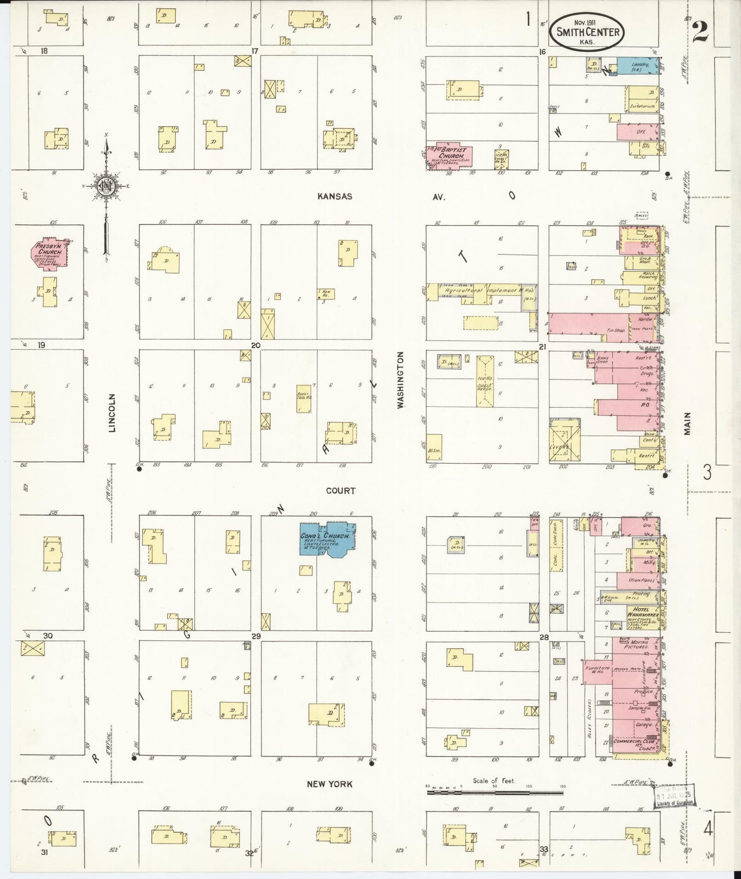 Sanborn Fire Insurance Map from Smith Center, Smith County, Kansas (1911), Sheet #0002 - Complete Map Set gallery image, historic Sanborn map, vintage wall art, Kansas Kansas