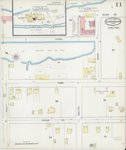 Sanborn Fire Insurance Map from Birmingham, New Haven County, Connecticut (1892), Sheet #0011 - Complete Map Set gallery image, historic Sanborn map, vintage wall art, Connecticut Connecticut