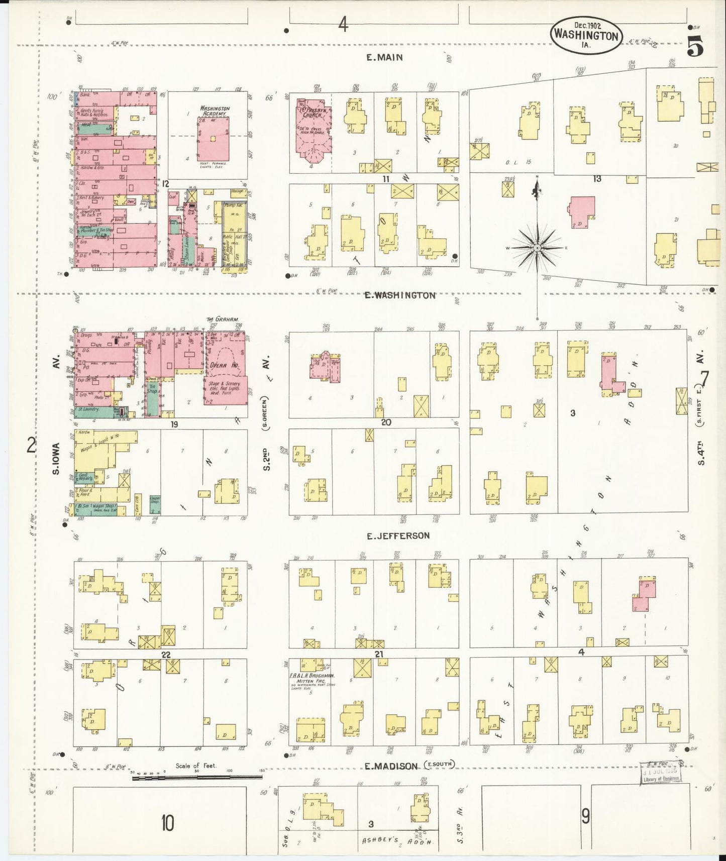 Sanborn Fire Insurance Map from Washington, Washington County, Iowa (1902), Sheet #0005 - Historic Sanborn Fire Insurance Map Print
