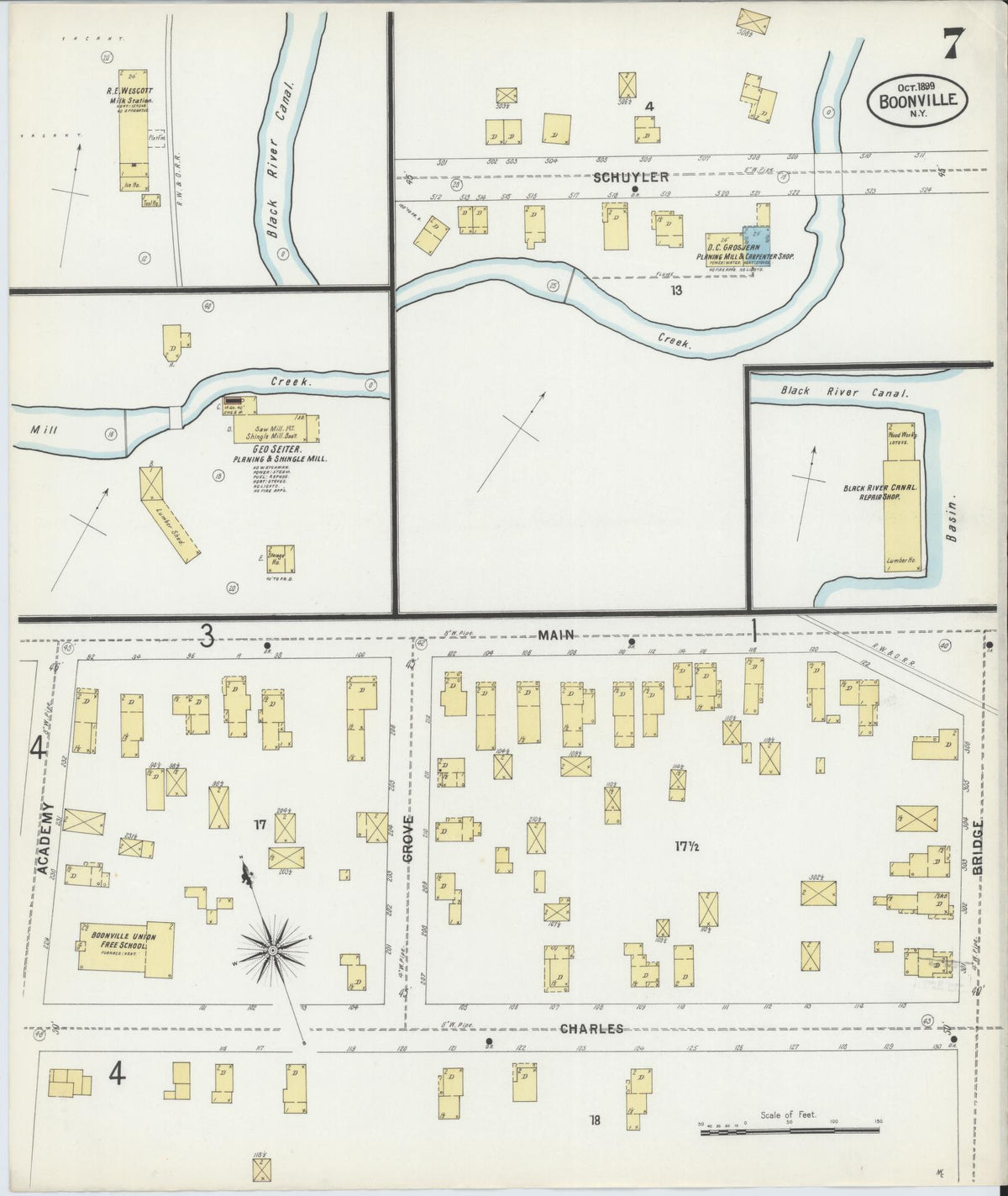Sanborn Fire Insurance Map from Boonville, Oneida County, New York (1899), Sheet #0007 - Complete Map Set gallery image, historic Sanborn map, vintage wall art, New York New York