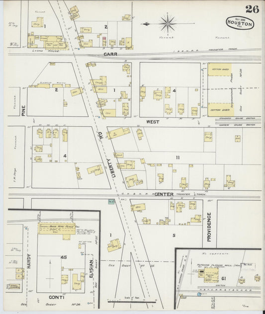 Sanborn Fire Insurance Map from Houston, Harris County, Texas (1890), Sheet #0026 - Historic Sanborn Fire Insurance Map Print, vintage old map wall art, antique decor, genealogy gift, Texas Texas map