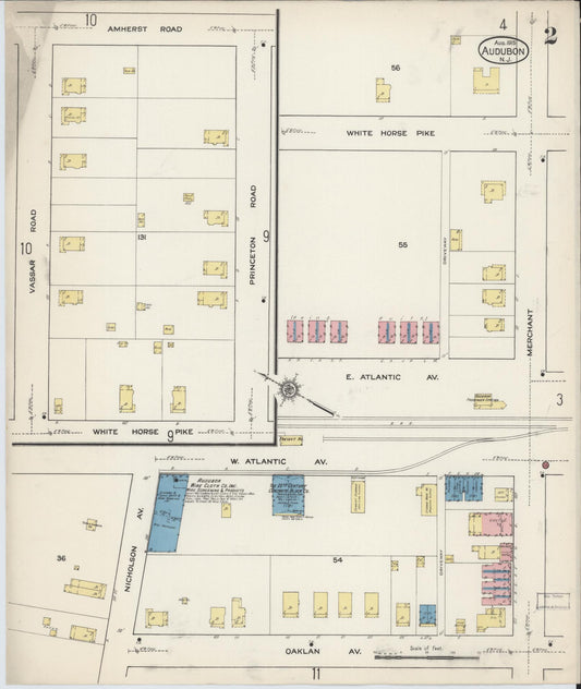Sanborn Fire Insurance Map from Audubon, Camden County, New Jersey (1915), Sheet #0002 - Historic Sanborn Fire Insurance Map Print, vintage old map wall art, antique decor, genealogy gift, New Jersey New Jersey map