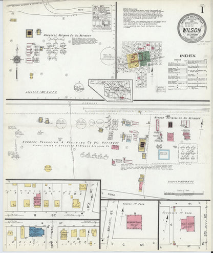 Sanborn Fire Insurance Map from Wilson, Carter County, Oklahoma (1920), Sheet #0001 - Complete Map Set gallery image, historic Sanborn map, vintage wall art, Oklahoma Oklahoma