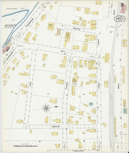 Sanborn Fire Insurance Map from Shirley, Middlesex County, Massachusetts (1908), Sheet #0003 - Historic Sanborn Fire Insurance Map Print, vintage old map wall art, antique decor, genealogy gift, Massachusetts Massachusetts map