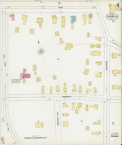 Sanborn Fire Insurance Map from Greenfield, Franklin County, Massachusetts (1902), Sheet #0004 - Complete Map Set gallery image, historic Sanborn map, vintage wall art, Massachusetts Massachusetts