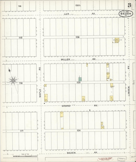 Sanborn Fire Insurance Map from Baden, San Mateo County, California (1892), Sheet #0003 - Historic Sanborn Fire Insurance Map Print, vintage old map wall art, antique decor, genealogy gift, California California map