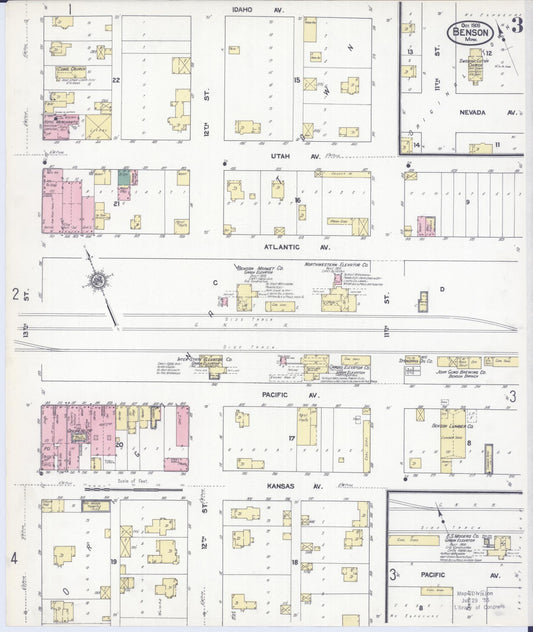Sanborn Fire Insurance Map from Benson, Swift County, Minnesota (1909), Sheet #0003 - Historic Sanborn Fire Insurance Map Print, vintage old map wall art, antique decor, genealogy gift, Minnesota Minnesota map