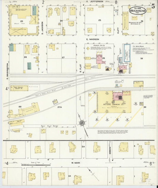 Sanborn Fire Insurance Map from Waxahachie, Ellis County, Texas (1909), Sheet #0005 - Historic Sanborn Fire Insurance Map Print, vintage old map wall art, antique decor, genealogy gift, Texas Texas map