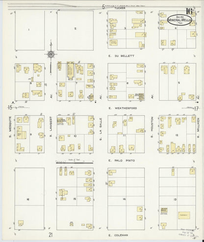 Sanborn Fire Insurance Map from Mineral Wells, Palo Pinto County, Texas (1912), Sheet #0016 - Complete Map Set gallery image, historic Sanborn map, vintage wall art, Texas Texas