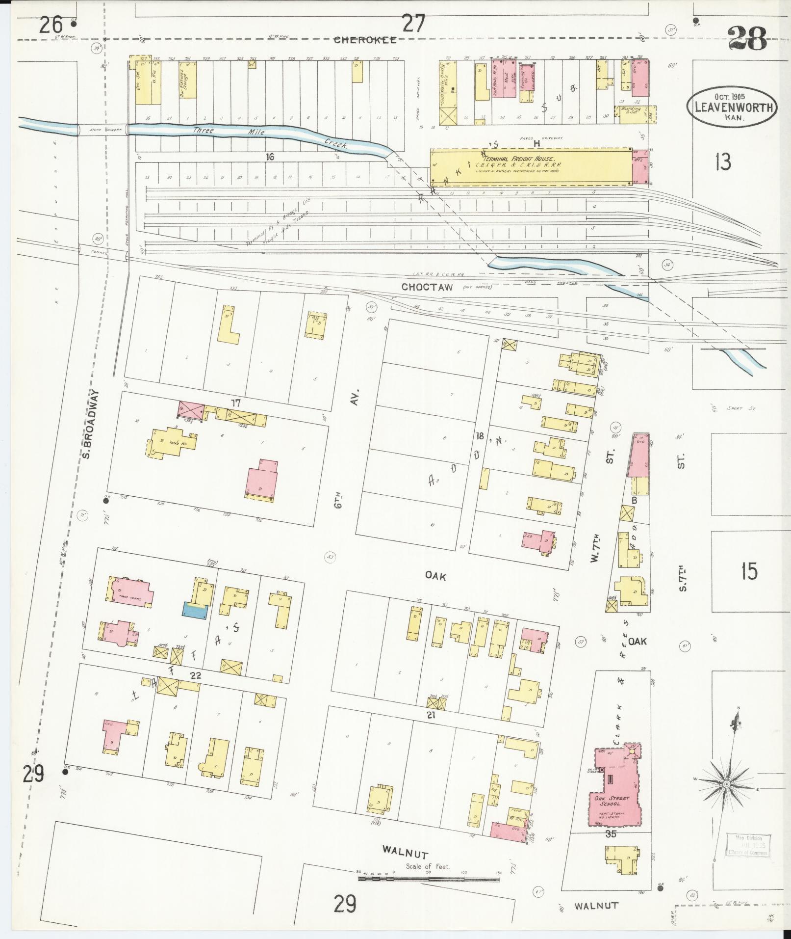 Sanborn Fire Insurance Map from Leavenworth, Leavenworth County, Kansas (1905), Sheet #0029 - Complete Map Set gallery image, historic Sanborn map, vintage wall art, Kansas Kansas