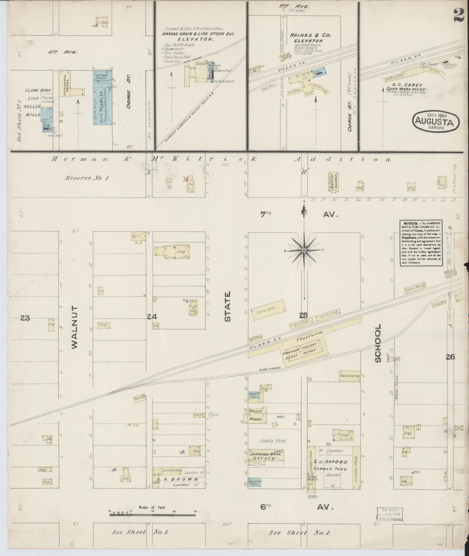 Sanborn Fire Insurance Map from Augusta, Butler County, Kansas (1884), Sheet #0002 - Historic Sanborn Fire Insurance Map Print, vintage old map wall art, antique decor, genealogy gift, Kansas Kansas map