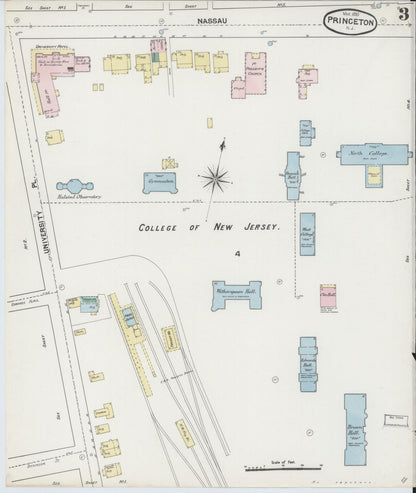 Sanborn Fire Insurance Map from Princeton, Mercer County, New Jersey (1890), Sheet #0003 - Historic Sanborn Fire Insurance Map Print, vintage old map wall art, antique decor, genealogy gift, New Jersey New Jersey map
