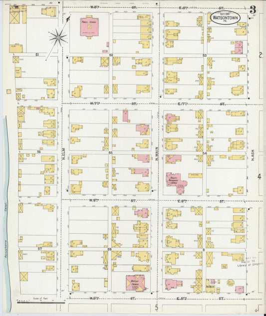 Sanborn Fire Insurance Map from Watsontown, Northumberland County, Pennsylvania (1901), Sheet #0003 - Historic Sanborn Fire Insurance Map Print, vintage old map wall art, antique decor, genealogy gift, Pennsylvania Pennsylvania map