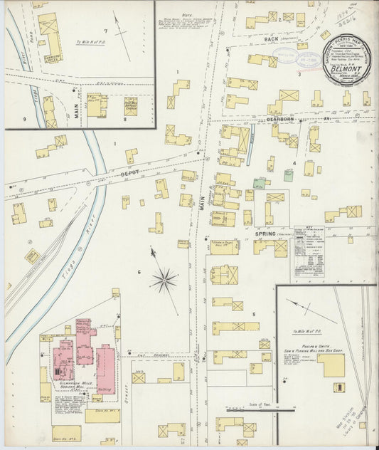 Sanborn Fire Insurance Map from Belmont, Belknap County, New Hampshire (1898), Sheet #0001 - Historic Sanborn Fire Insurance Map Print, vintage old map wall art, antique decor, genealogy gift, New Hampshire New Hampshire map