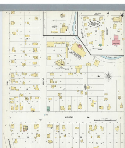 Sanborn Fire Insurance Map from Edgerton, Williams County, Ohio (1901), Sheet #0004 - Historic Sanborn Fire Insurance Map Print, vintage old map wall art, antique decor, genealogy gift, Ohio Ohio map