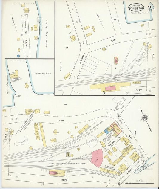 Sanborn Fire Insurance Map from Oyster Bay, Nassau County, New York (1915), Sheet #0002 - Historic Sanborn Fire Insurance Map Print, vintage old map wall art, antique decor, genealogy gift, New York New York map