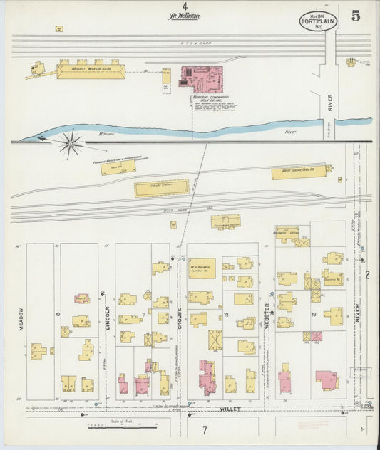 Sanborn Fire Insurance Map from Fort Plain, Montgomery County, New York (1906), Sheet #0005 - Historic Sanborn Fire Insurance Map Print, vintage old map wall art, antique decor, genealogy gift, New York New York map