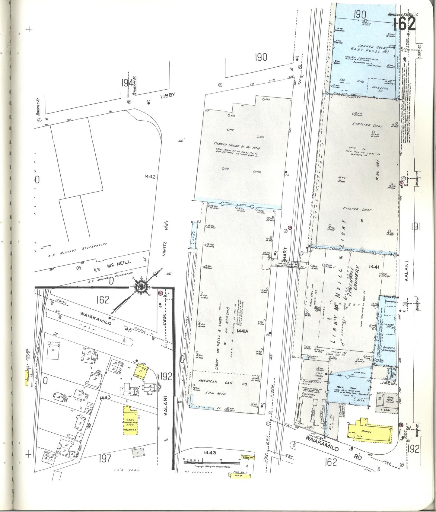 Sanborn Fire Insurance Map from Honolulu, Oahu County, Hawaii (1955), Sheet #0162 - Historic Sanborn Fire Insurance Map Print
