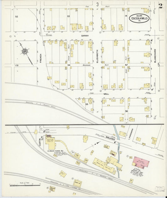 Sanborn Fire Insurance Map from Osceola Mills, Clearfield County, Pennsylvania (1910), Sheet #0002 - Historic Sanborn Fire Insurance Map Print, vintage old map wall art, antique decor, genealogy gift, Pennsylvania Pennsylvania map