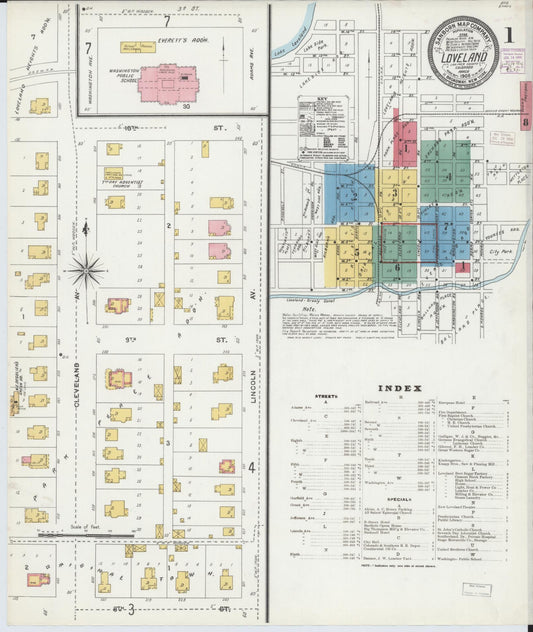 Sanborn Fire Insurance Map from Loveland, Larimer County, Colorado (1906), Sheet #0001 - Complete Map Set gallery image, historic Sanborn map, vintage wall art, Colorado Colorado