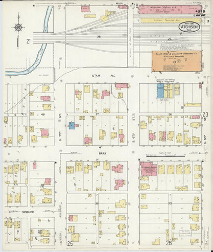 Sanborn Fire Insurance Map from Atchison, Atchison County, Kansas (1916), Sheet #0022 - Complete Map Set gallery image, historic Sanborn map, vintage wall art, Kansas Kansas