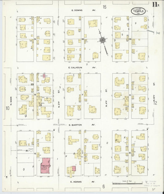 Sanborn Fire Insurance Map from Temple, Bell County, Texas (1910), Sheet #0011 - Historic Sanborn Fire Insurance Map Print, vintage old map wall art, antique decor, genealogy gift, Texas Texas map