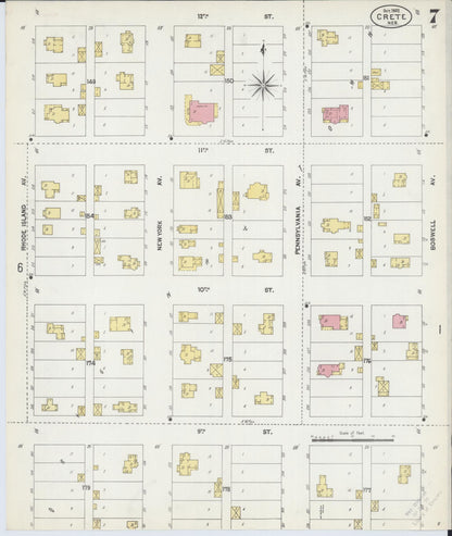 Sanborn Fire Insurance Map from Crete, Saline County, Nebraska (1902), Sheet #0007 - Complete Map Set gallery image, historic Sanborn map, vintage wall art, Nebraska Nebraska