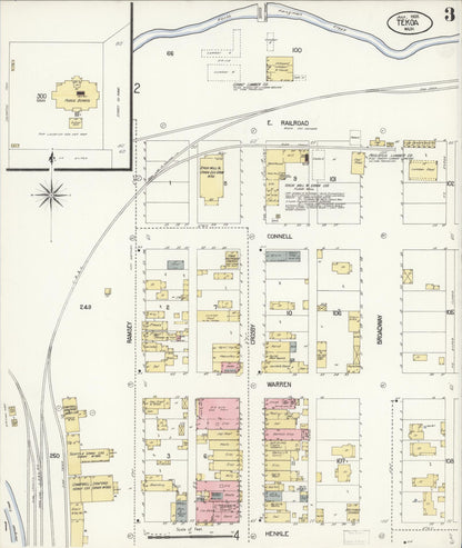 Sanborn Fire Insurance Map from Tekoa, Whitman County, Washington (1908), Sheet #0003 - Complete Map Set gallery image, historic Sanborn map, vintage wall art, Washington Washington