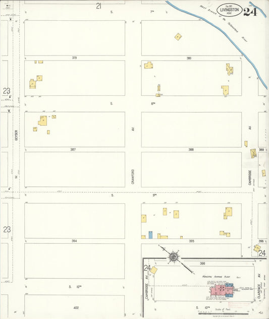 Sanborn Fire Insurance Map from Livingston, Park County, Montana (1921), Sheet #0024 - Historic Sanborn Fire Insurance Map Print, vintage old map wall art, antique decor, genealogy gift, Montana Montana map