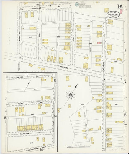 Sanborn Fire Insurance Map from Duquesne, Allegheny County, Pennsylvania (1907), Sheet #0016 - Complete Map Set gallery image, historic Sanborn map, vintage wall art, Pennsylvania Pennsylvania